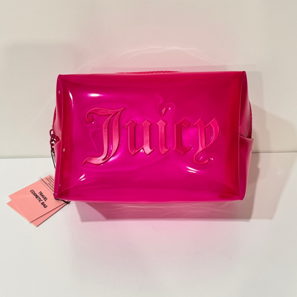 Juicy Couture Hot Pink Jelly Cosmetic Bag Travel Case